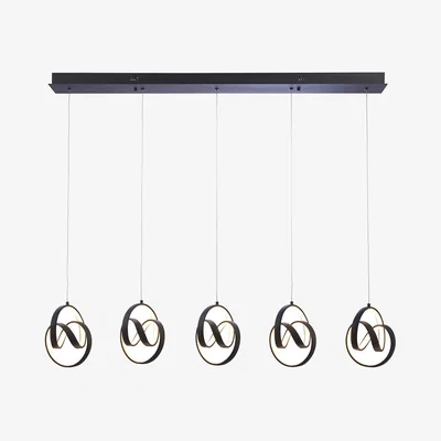 Perch and Parrow Dangle Five Light Pendant in Textured Black