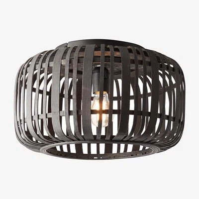 Perch and Parrow Meike Dark Bamboo Flush Light in Matt Black