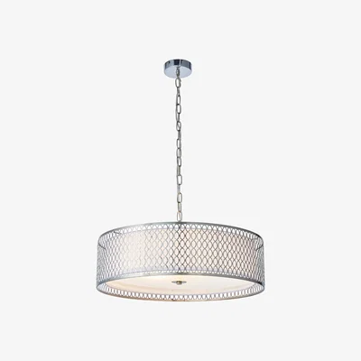 Perch and Parrow Colby Frosted Glass Three Light Pendant in Satin Nickel