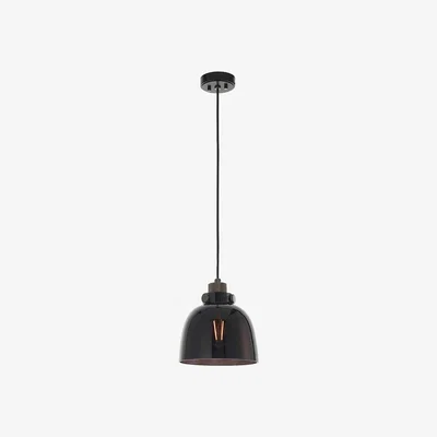 Perch and Parrow Matthew Black Chrome Pendant with Black Tinted Glass Shade