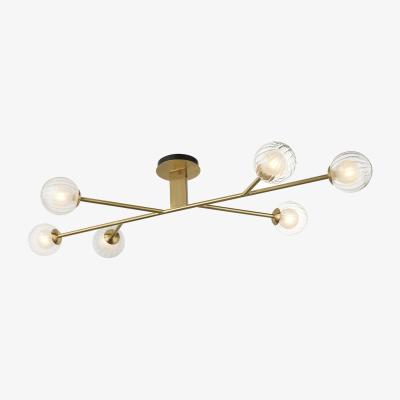 Perch and Parrow Naomi Frosted Glass Semi Flush Light in Satin Brass