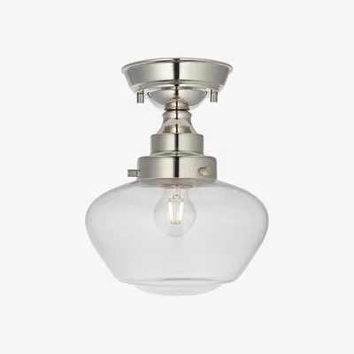 Perch and Parrow Cambrose Clear Glass Semi Flush Light in Nickel