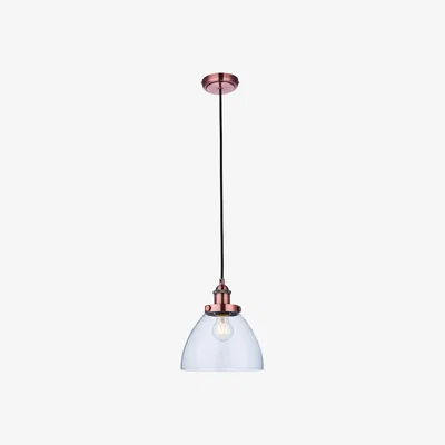 Perch and Parrow Ralph Clear Glass Pendant in Aged Copper