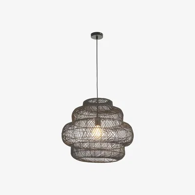 Perch and Parrow Nemuro Pendant in Black Rattan
