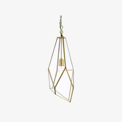 Perch and Parrow Aragon Clear Glass Pendant in Antique Brass
