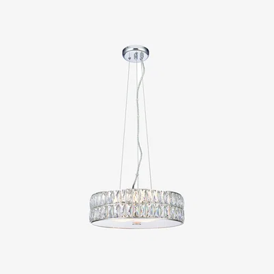 Perch and Parrow Veretta Clear Crystal Five Light Pendant in Chrome