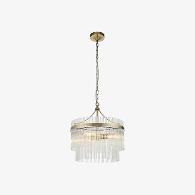 Perch and Parrow Monica Clear Glass Three Light Pendant in Antique Brass