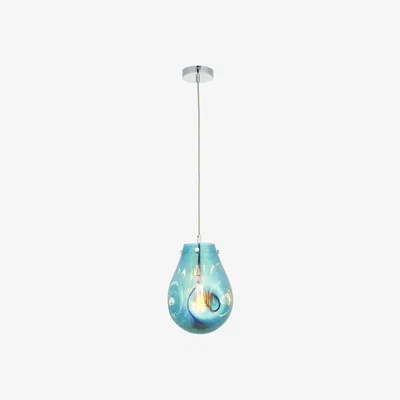 Perch and Parrow Elvera Medium Pendant in Metallic Petrol