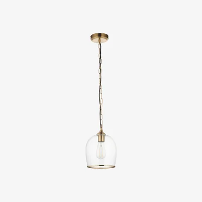 Perch and Parrow Crocus Pendant in Brushed Aged Brass and Glass