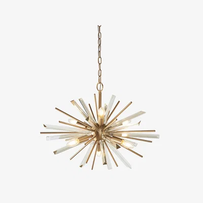 Perch and Parrow Urchin Small Starburst Pendant in Antique Brass