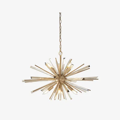 Perch and Parrow Urchin Large Starburst Pendant in Antique Brass
