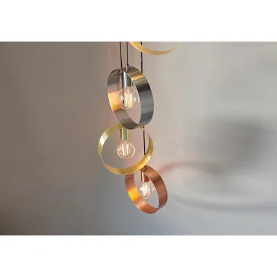Perch and Parrow Magus 5 light Pendant in Brushed Brass, Nickel & Copper