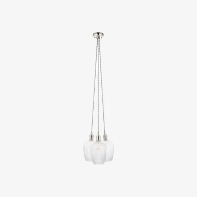 Perch and Parrow Seraphina Nickel and Ribbed Glass 3 lt Cluster Pendant