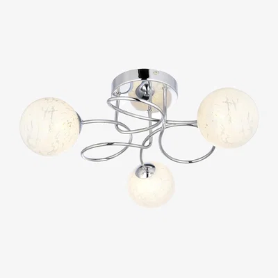Perch and Parrow Denasia White Confetti Glass Three Light Semi Flush Light in Chrome