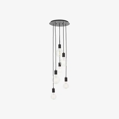 Perch and Parrow Deo Six Light Pendant in Matt Black