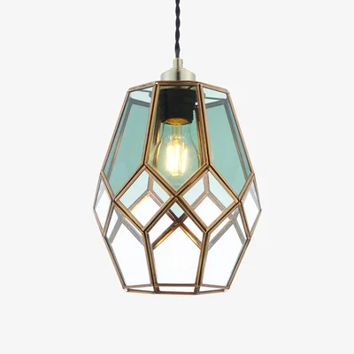 Perch and Parrow Rigdon Smoked Glass Pendant in Antique Brass