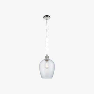 Perch and Parrow Hexton Hammered Glass Pendant in Bright Nickel