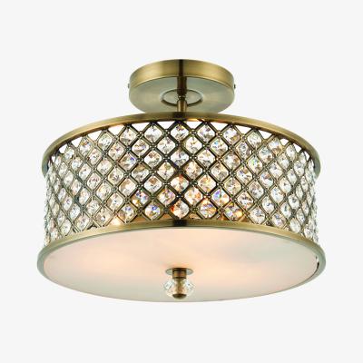 Perch and Parrow Rhine Three Light Flush Light in Antique Brass