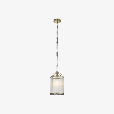 Perch and Parrow Leonard Ribbed Glass One Light Pendant in Antique Brass