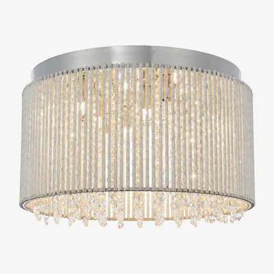 Perch and Parrow Galicia Clear Crystal Ten Light Flush Light in Chrome