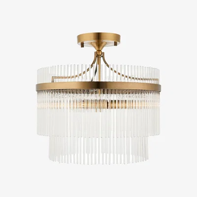 Perch and Parrow Monica 3-Light Semi Flush in Antique Brass