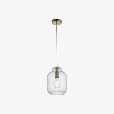 Perch and Parrow Lyndon Textured Glass Pendant in Antique Brass