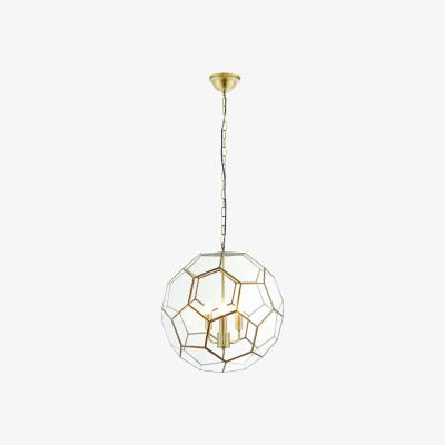 Perch and Parrow Maude Clear Glass Pendant in Antique Brass