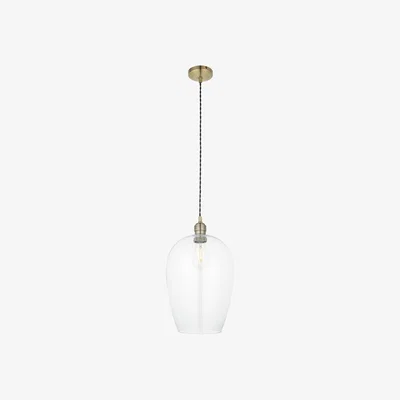 Perch and Parrow Hexton Large Glass Pendant in Antique Brass