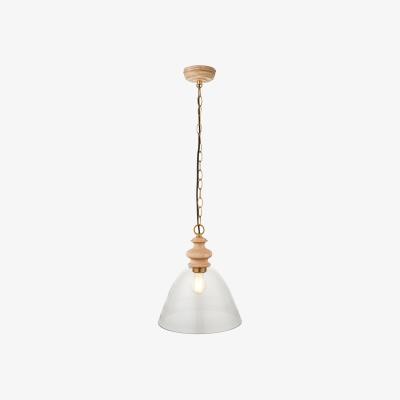 Perch and Parrow Bourton Pendant in Natural Ash & Brass with Glass Shade