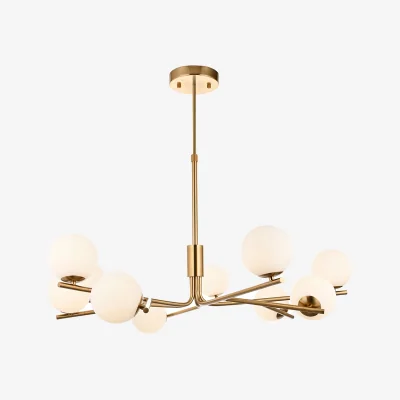 Perch and Parrow Stellor 10Lt Pendant in Brushed Aged Brass and Matt Opal Glass
