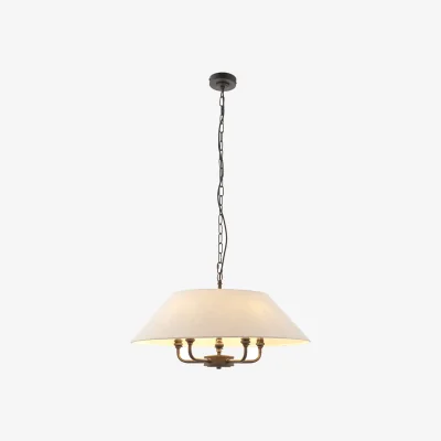 Perch and Parrow Sylvia 5 Arm Pendant in Matt Black and Natural Faux Linen