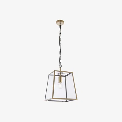 Perch and Parrow Siobhan Clear Glass Pendant in Matt Antique Brass