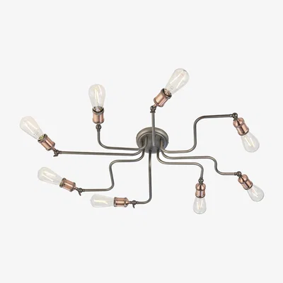 Perch and Parrow Anker Eight Light Semi Flush Light in Aged Copper