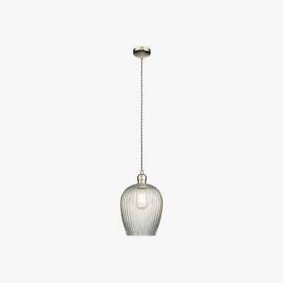 Perch and Parrow Hexton Ribbed Glass Pendant in Bright Nickel