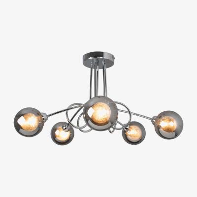 Pagazzi Xena Polished Chrome and Smoked Glass 5 Light Semi Flush Ceiling Light