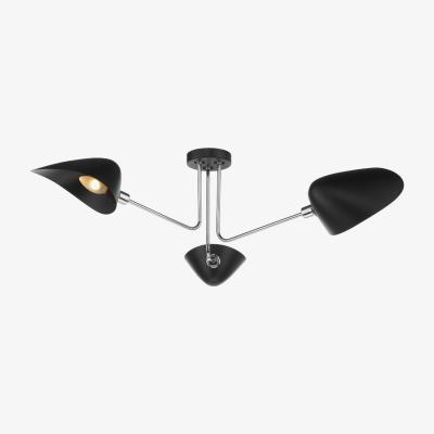 Pagazzi Sebastian 3 Light Semi Flush Black/Polished Chrome Ceiling Light