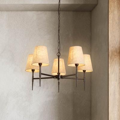 Pagazzi Gothic 5 Light Black & Natural Shaded Pendant Ceiling Light