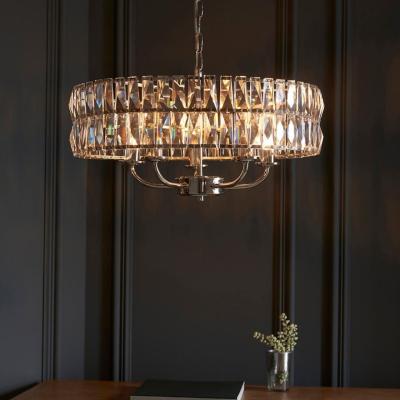 Pagazzi Clifton 5 Light Nickel & Crystal Pendant Ceiling Light