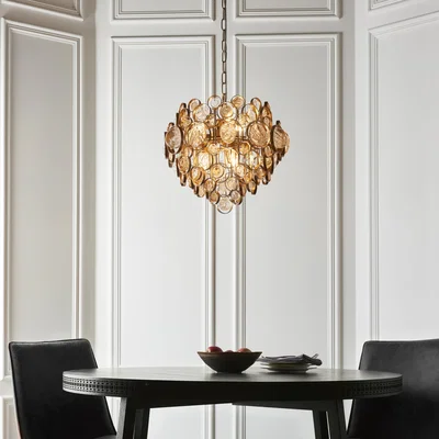 Pagazzi 6 Light Pendant Amber & Gold