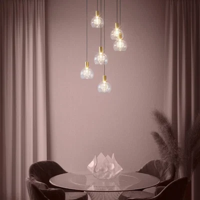 Pagazzi Terque 6 Light Gold & Black LED Multi Drop Pendant