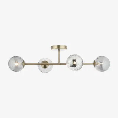 Pagazzi Tamara 4-Light Antique Brass Semi-Flush Ceiling Light