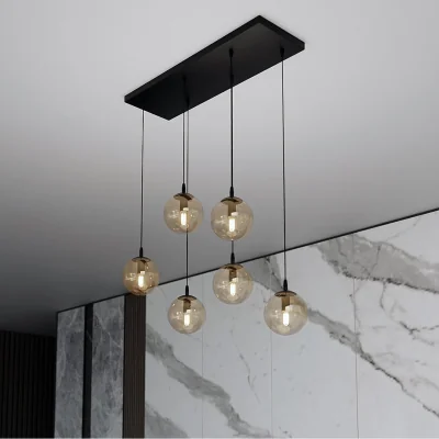 Pagazzi Cosmo 6 Light Pendant Black & Amber