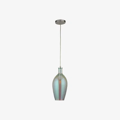 Pagazzi Bijour 1 Light Polished Chrome Pendant Ceiling Light with Iridescent Glass Shade
