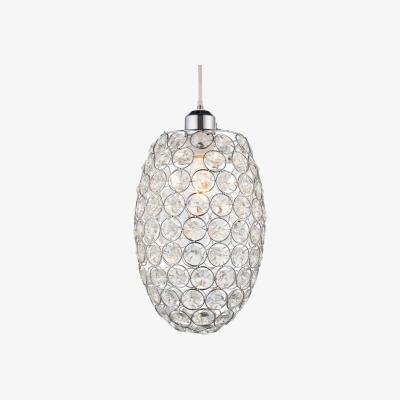 Pagazzi Elara 28cm Polished Chrome with Crystal Detail Oval Ceiling Light Shade