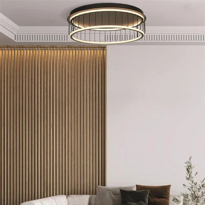 Pagazzi Circolo Large Cage LED Black Flush Ceiling Light