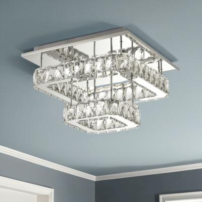Pagazzi Clover 2 Tier Polished Chrome and Crystal LED Flush Ceiling Light