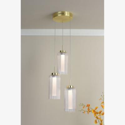 Pagazzi Vida 3-Light Satin Brass and Glass Cluster Pendant