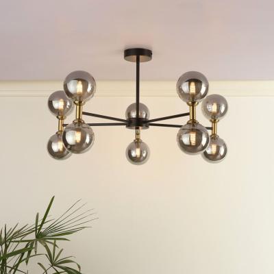 Pagazzi Loxley 10 Light Black & Gold Semi Flush Ceiling Light