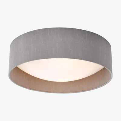 Pagazzi Nysa 2 Light Flush Grey Faux Silk Ceiling Light