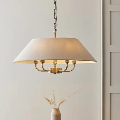 Pagazzi Lille Shaded 5 Light Pendant Antique Brass